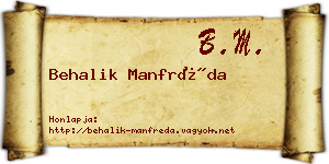Behalik Manfréda névjegykártya